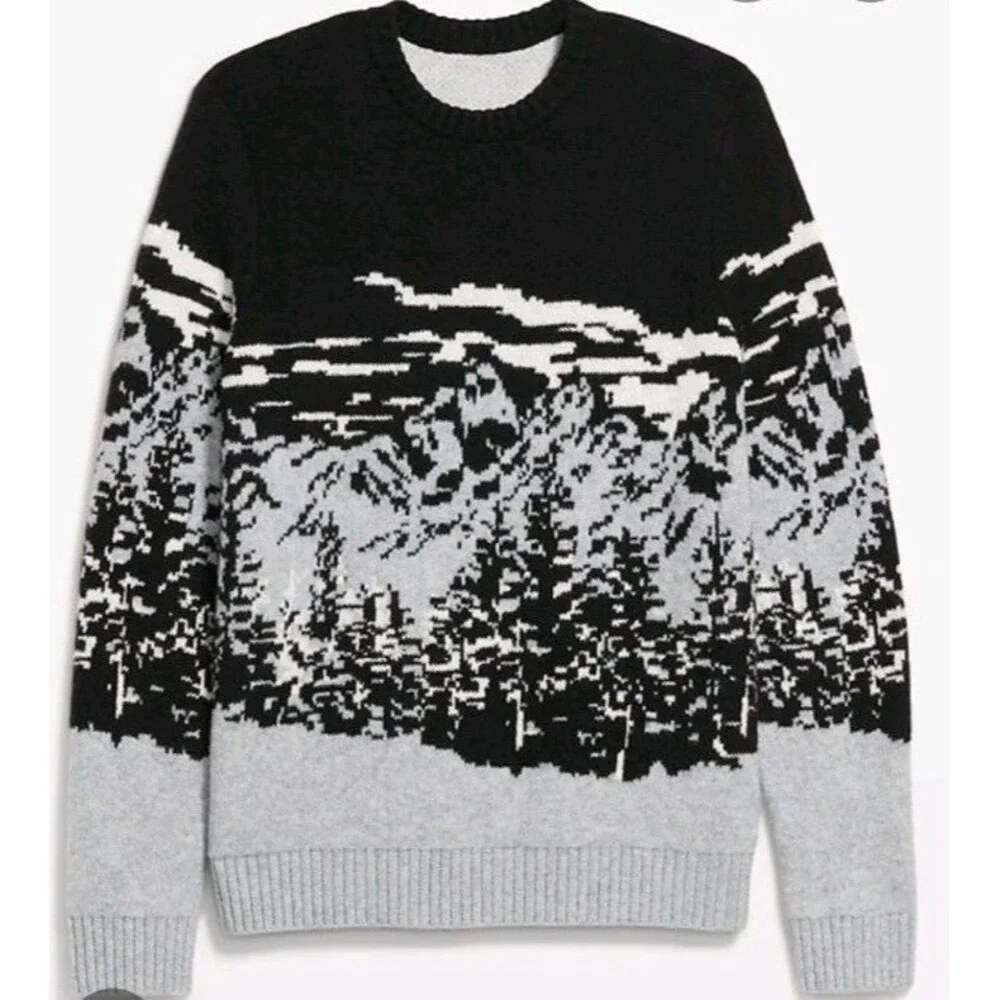 NWT Men's Old Navy SoSoft Crewneck Sweater Size XL Black/Gray